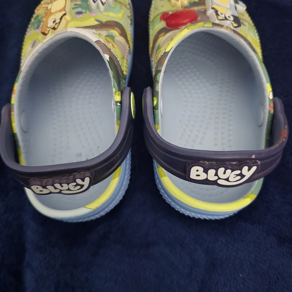 CROCS Kids Bluey-Themed Green and Gray Slip-On Clogs